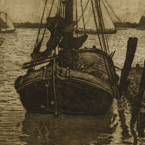 Null Théo Van Rysselberghe (1862-1926), Scène de port sous la pluie, eau-forte, &hellip;