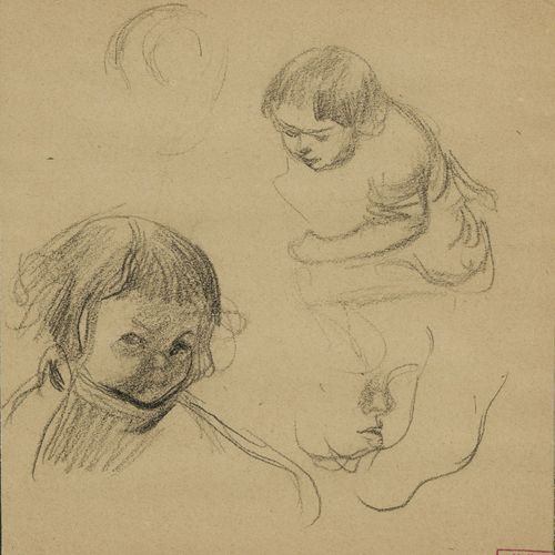 Null Hippolyte Petitjean (1854-1929), Etude d'enfant, fusain sur papier, 16x17 c&hellip;