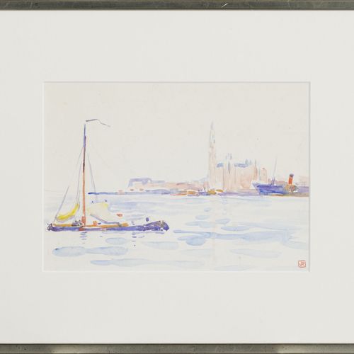 Null Théo Van Rysselberghe (1862-1926), Scène de port, aquarelle sur papier, mon&hellip;