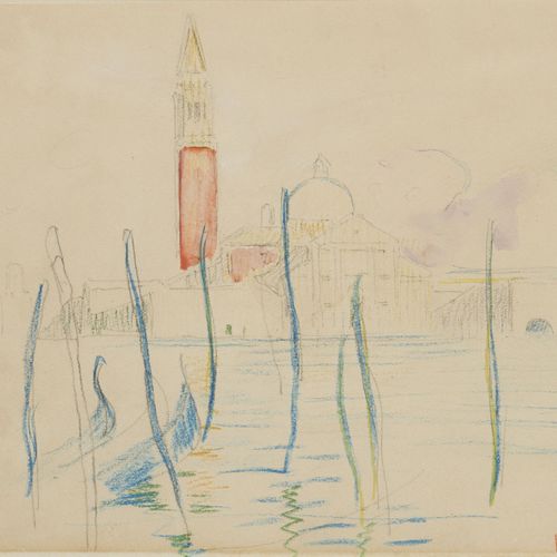 Null Théo Van Rysselberghe (1862-1926), Venise, mine de plomb et crayons de coul&hellip;