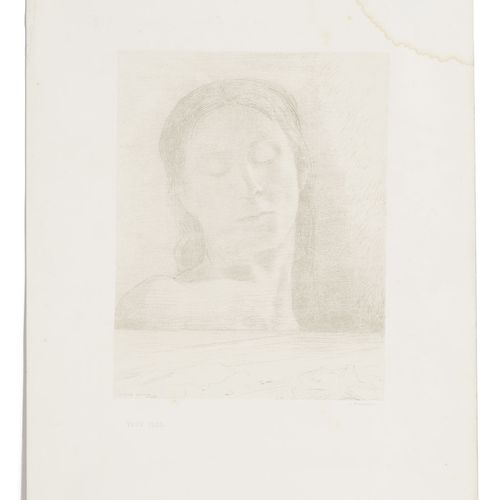 Null Odilon Redon (1840-1916), "Yeux clos", 1890, lithographie sur chine appliqu&hellip;