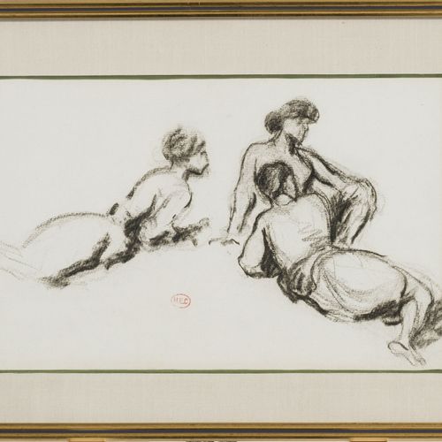 Null Henri-Edmond Cross (1856-1910), Trois femmes allongées, fusain sur papier, &hellip;
