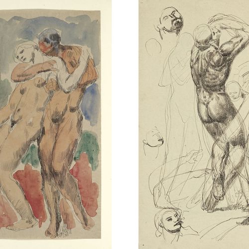 Null 
Marcel Lenoir (1872-1931), Couple nu enlacé et
 Etude de personnages, 1 aq&hellip;