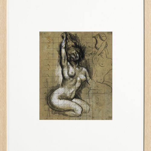 Null René Piot (1869-1934), Etudes de nus, 2 dessins au fusain rehaussés de crai&hellip;