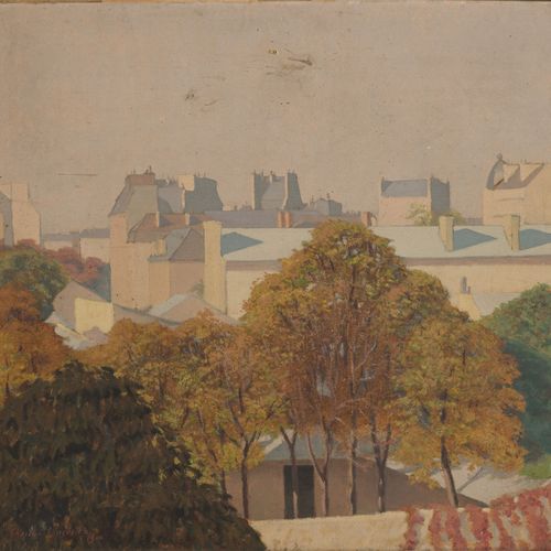 Null Charles Lacoste (1870-1959), Paris, Matinée de la fin d'été, huile sur pann&hellip;