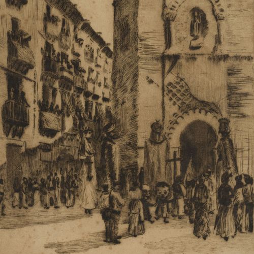 Null Dario de Regoyos Y Valdes (1857-1913), Procession, eau-forte, signée et dat&hellip;