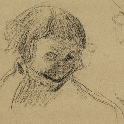 Null Hippolyte Petitjean (1854-1929), Etude d'enfant, fusain sur papier, 16x17 c&hellip;