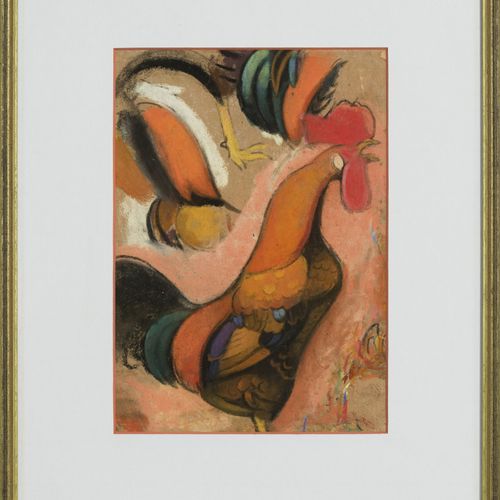 Null Simon-Albert Bussy (1870-1954), Coq, pastel sur papier, 24x17 cm Provenance&hellip;
