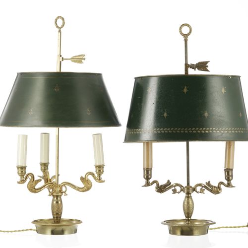 Null 2 lampes bouillottes d'époque Louis-Philippe, en bronze doré et ciselé, bra&hellip;