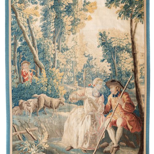 Null Tapisserie d'Aubusson en laine et soie polychromes, milieu du XVIIIe s., à &hellip;