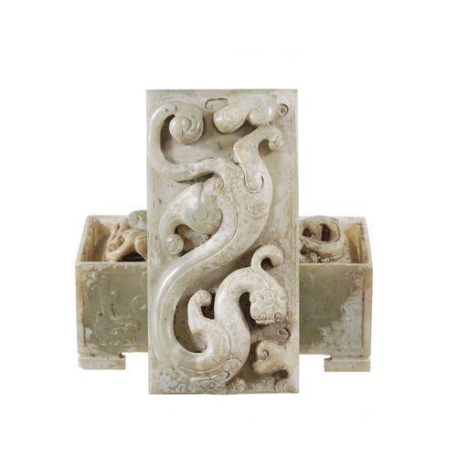 Null 2 sceaux en jade dans leur boîte, Chine, les sceaux et la boîte à la prise &hellip;