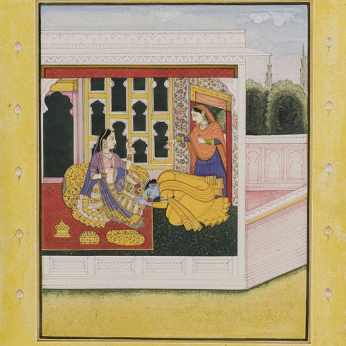 Null 3 paintings on paper, 2 with Krishna, 1 with Rama, India, 19th-20th century&hellip;
