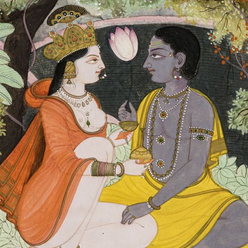 Null 3 paintings on paper, 2 with Krishna, 1 with Rama, India, 19th-20th century&hellip;