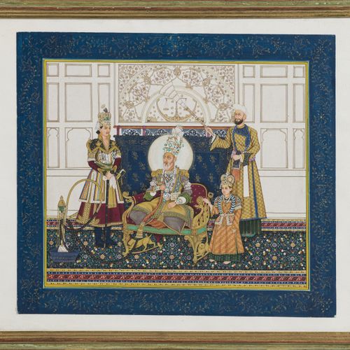 Null 2 peintures sur papier, une montrant le Durbar de Jahangir, l'autre Bahadur&hellip;