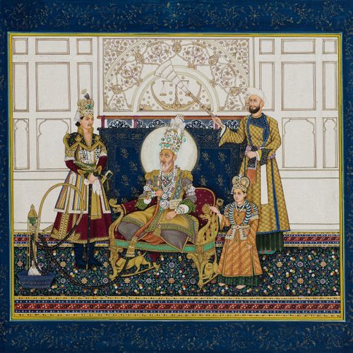 Null 2 peintures sur papier, une montrant le Durbar de Jahangir, l'autre Bahadur&hellip;