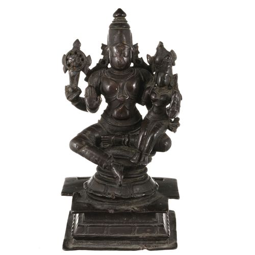 Null Vishnu et Lakshmi, sculpture en bronze, Inde, XVIII-XIXe s., le dieu représ&hellip;