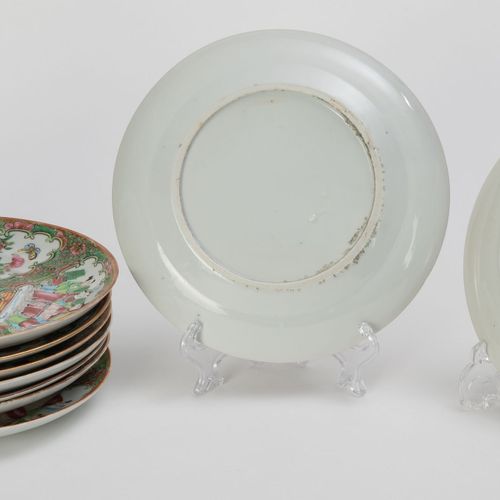 Null Collection de 9 assiettes en porcelaine "Rose medallion", Chine, Canton, XI&hellip;