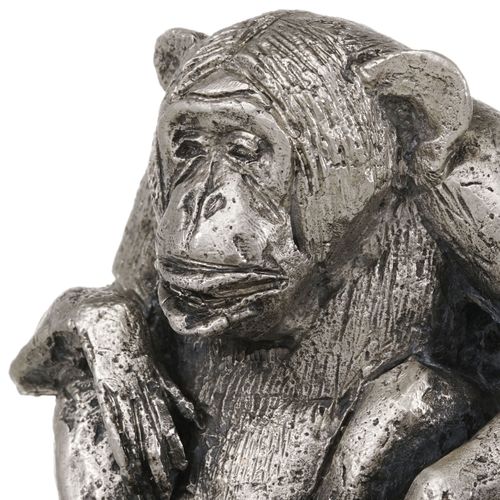 Null Chimpanzé en argent 800, signé Sirio Tofanari, Italie, XXe s. Socle en lapi&hellip;