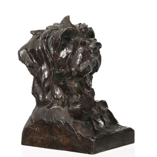 Null Maximilien Fiot (1886-1953), Buste de chien, bronze à patine brune, signé M&hellip;