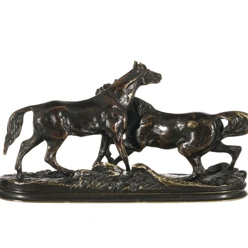 Null Pierre-Jules Mêne (1810-1879), Chevaux, ensemble de 3 petits bronzes à pati&hellip;