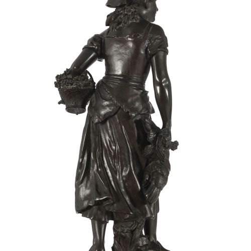 Null Mathurin Moreau (1822-1912), Marchande de volaille, bronze à patine brune, &hellip;