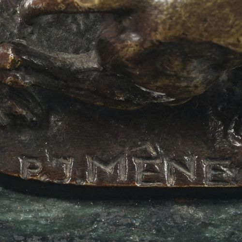 Null Pierre-Jules Mêne (1810-1879), Chien à l'approche, bronze à patine médaille&hellip;