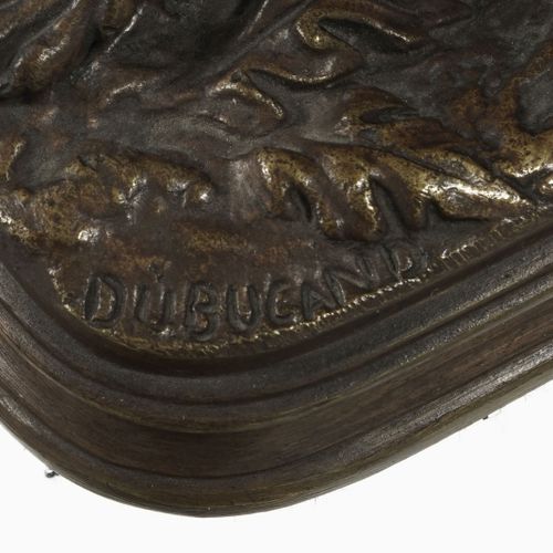 Null Alfred Dubucand (1828-1894), Setter à l'arrêt, bronze à patine médaille, si&hellip;
