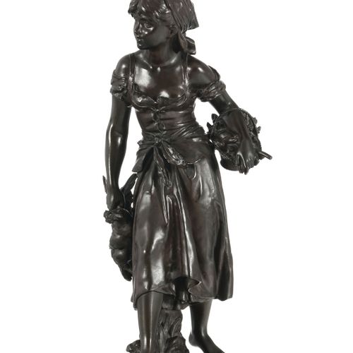 Null Mathurin Moreau (1822-1912), Marchande de volaille, bronze à patine brune, &hellip;