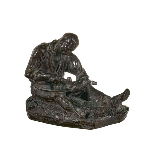 Null Aimé-Jules Dalou (1838-1902), Le batteur de faux, bronze à patine brune, si&hellip;