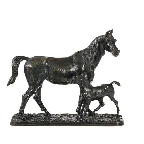 Null Christophe Fratin (1801-1864), Jument et son poulain, bronze à patine verte&hellip;