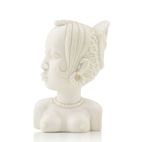 Null Buste de femme, sculpture en ivoire, fin XXe s., Afrique, h. 16 cm