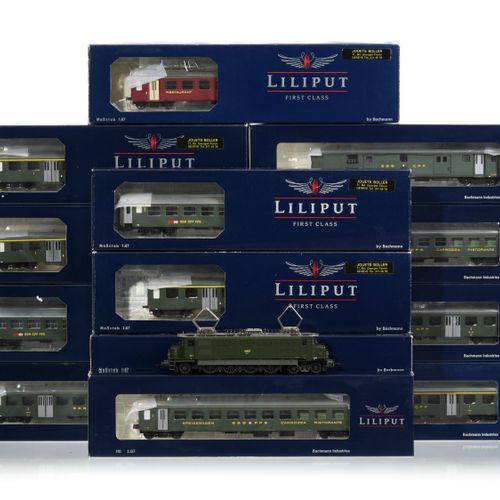 Null LILIPUT-BACHMANN, échelle HO, CFF-SBB-FFS, lot comprenant : 1 locomotive Ae&hellip;