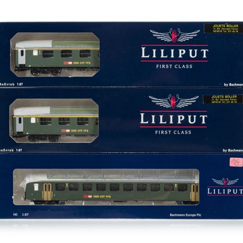 Null LILIPUT-BACHMANN, échelle HO, CFF/SBB/FFS, lot comprenant : 1 locomotive Ae&hellip;