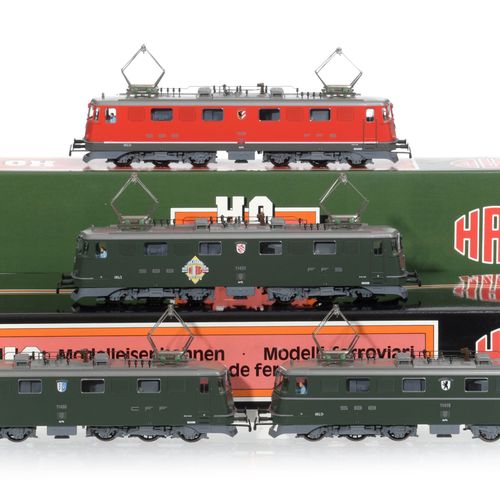 Null HAG (Suisse), échelle HO, "Déclinaisons de la locomotive Ae 6/6", lot de 4 &hellip;