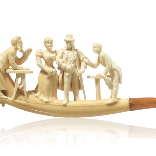 Null Fume-cigarette en écume de mer sculptée, Autriche-Hongrie, XIXe s., figure &hellip;