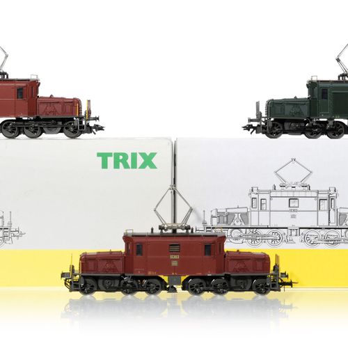 Null TRIX (Allemagne), échelle HO, lot de 3 locomotives électriques de type De 6&hellip;