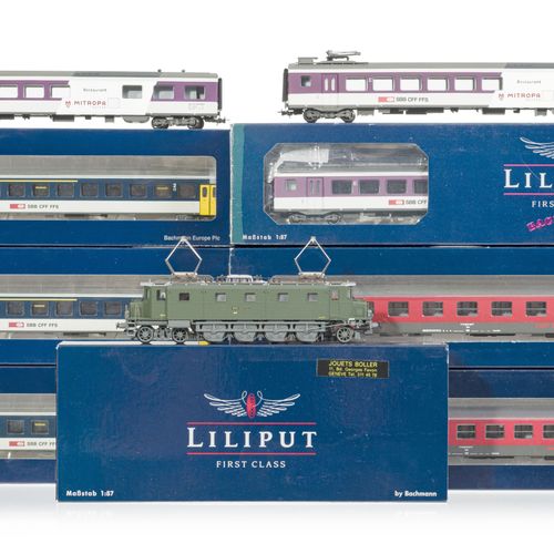 Null LILIPUT-BACHMANN, échelle HO, CFF/SBB/FFS, lot comprenant : 1 locomotive Ae&hellip;