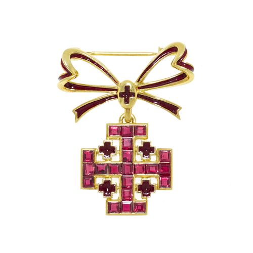 Null Gerald Genta, knot brooch with the cross of the Order of the Holy Sepulchre&hellip;