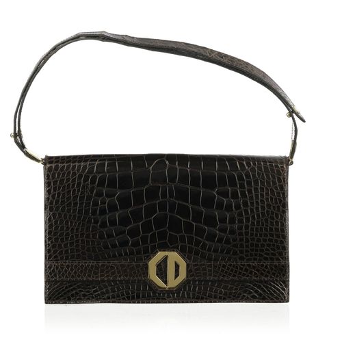 Null Christian Dior, Überschlagtasche aus Alligatorleder und braunem Krokodilled&hellip;