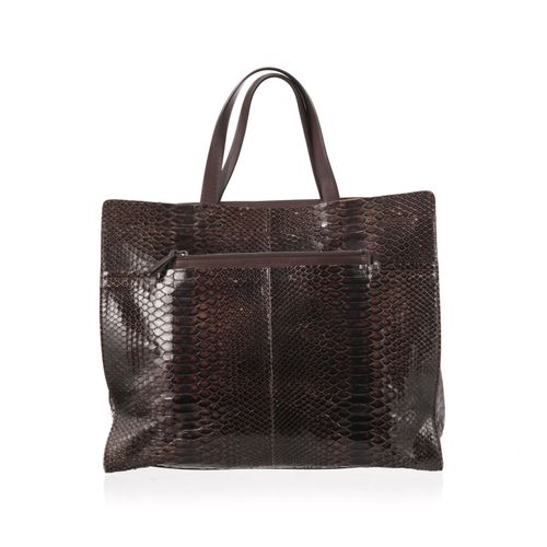 Null Brunello Cucinelli, sac cabas en python marron, petits poignées en cuir, 35&hellip;