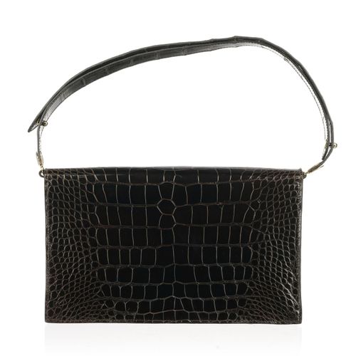Null Christian Dior, brown alligator and crocodile flap bag, CD clasp, shoulder &hellip;