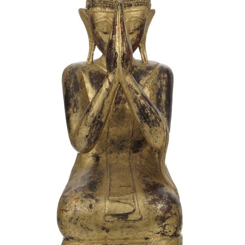 Null Moggallana, sculpture en bois laqué et doré, Birmanie, fin du XIXe s., agen&hellip;