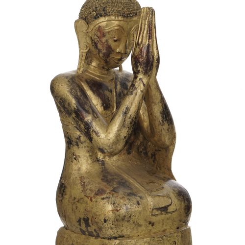 Null Moggallana, lackierte und vergoldete Holzskulptur, Burma, spätes 19. Jh., k&hellip;