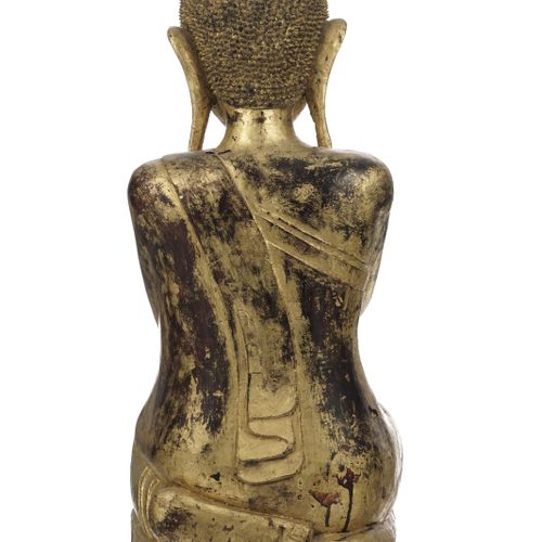 Null Moggallana, escultura de madera lacada y dorada, Birmania, finales del sigl&hellip;