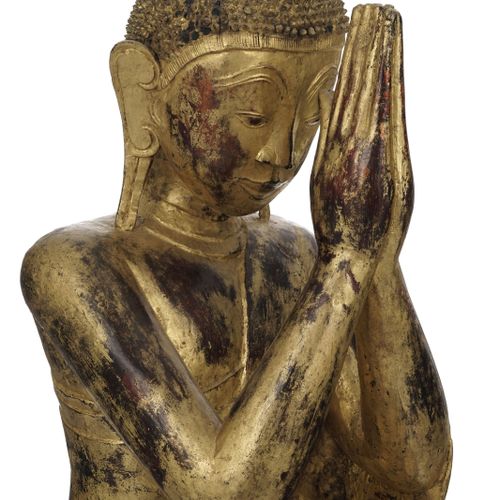 Null A lacquer and gilt wood carving of Moggallana, Burma, late 19th century, 73&hellip;
