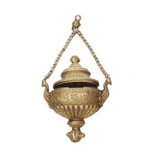 Null Gold vinaigrette 750, France 19th c., urn-shaped, the bottom with a gadroon&hellip;