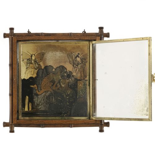 Null Barber mirror from the Napoleon III period, wooden frame carved in imitatio&hellip;