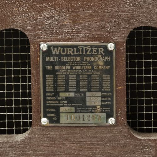 Null Wurlitzer (USA), phonographe à sélection multiple ou Juke Box , modèle 1015&hellip;