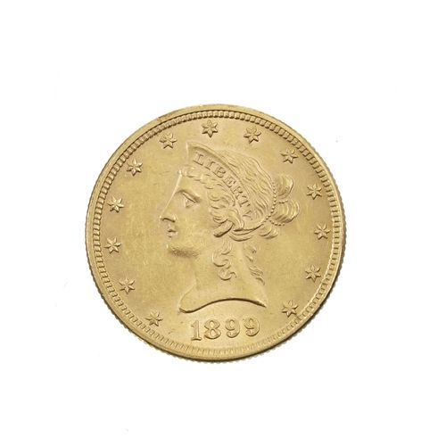 Null 10 gold dollar, 1899, USA (Philadelphia), Liberty Head type, diam. 2.7 cm, &hellip;