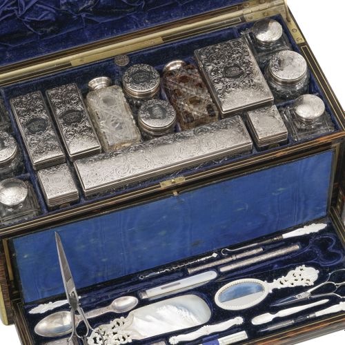 Null A Victorian silver, mother-of-pearl and cut crystal travel set by James Vic&hellip;